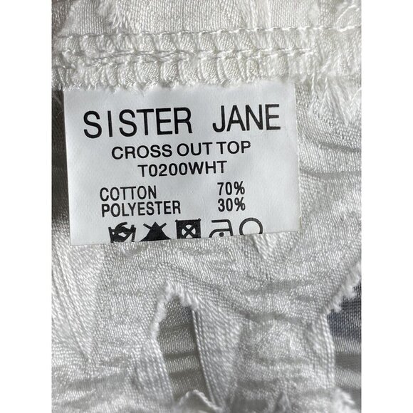 Sister Jane Women's Cross‎ Out Cropped Top White SZ M - Picture 6 of 7
